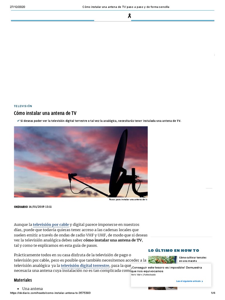 Cómo Instalar Una Antena de TV Paso A Paso y de Forma Sencilla PDF