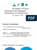 Assessing The Quality of Science Journalism in The Philippines: Infotainment Vs Critical Science