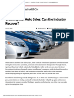 Crashing U.S. Auto Sales - Can The Industry Recover - Knowledge@Wharton