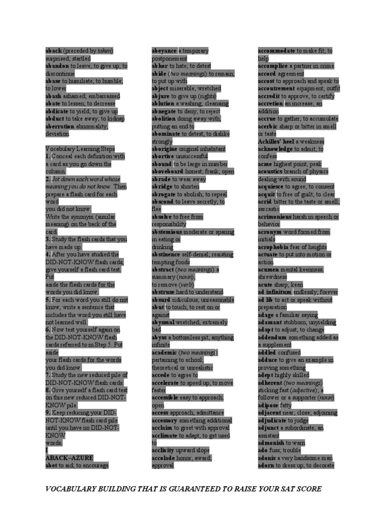 3400 Vocabulary For SAT | PDF