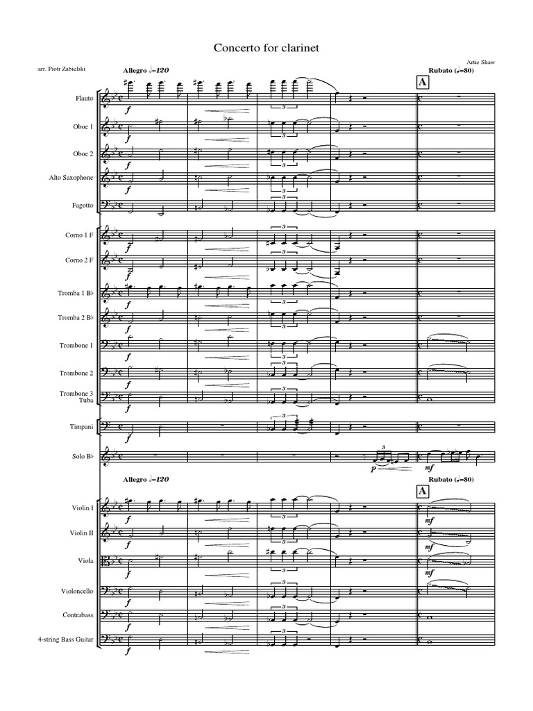 Artie Shaw Clarinet Concerto Pdfscorefullorchestra Pdf Music Production Classical Music