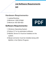 Hardware and Software Requirements of The Project