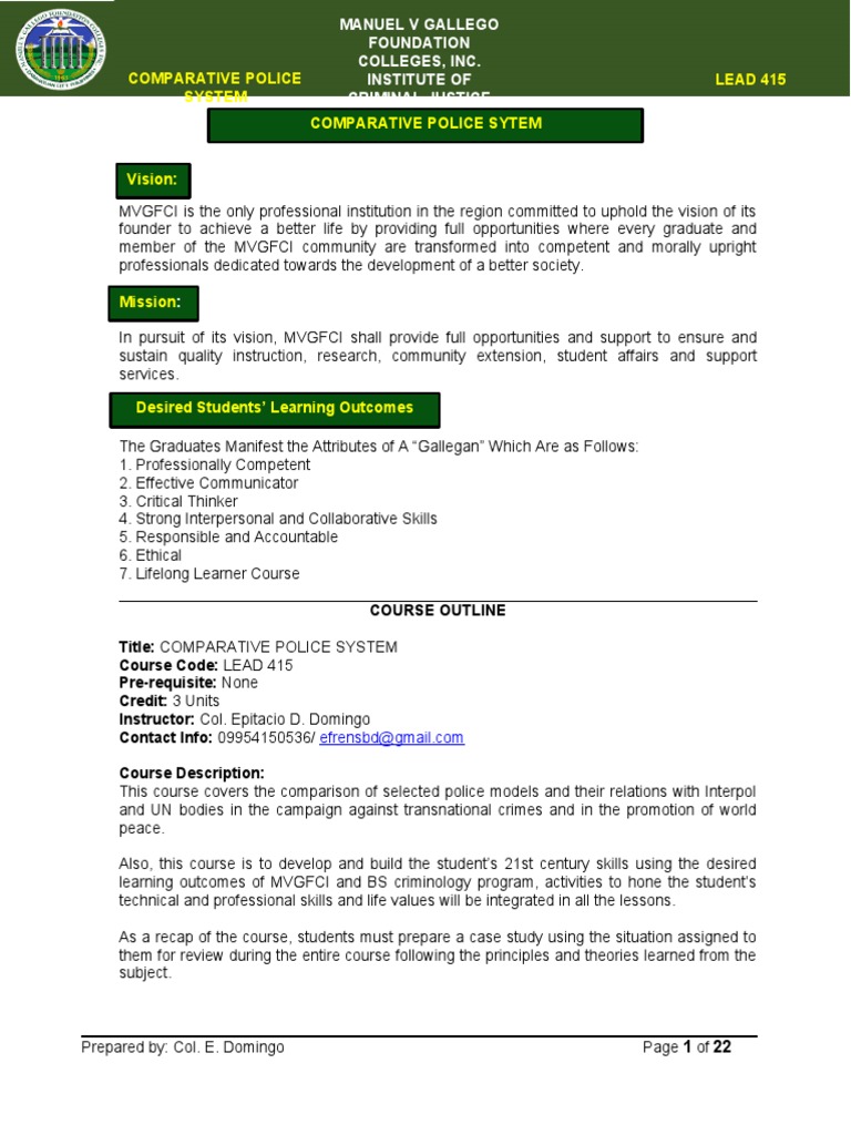 Module 1 Comparative Police System Pdf Human Trafficking Sexual