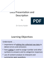 Data Presentation and Description: by DR Asma Hyder