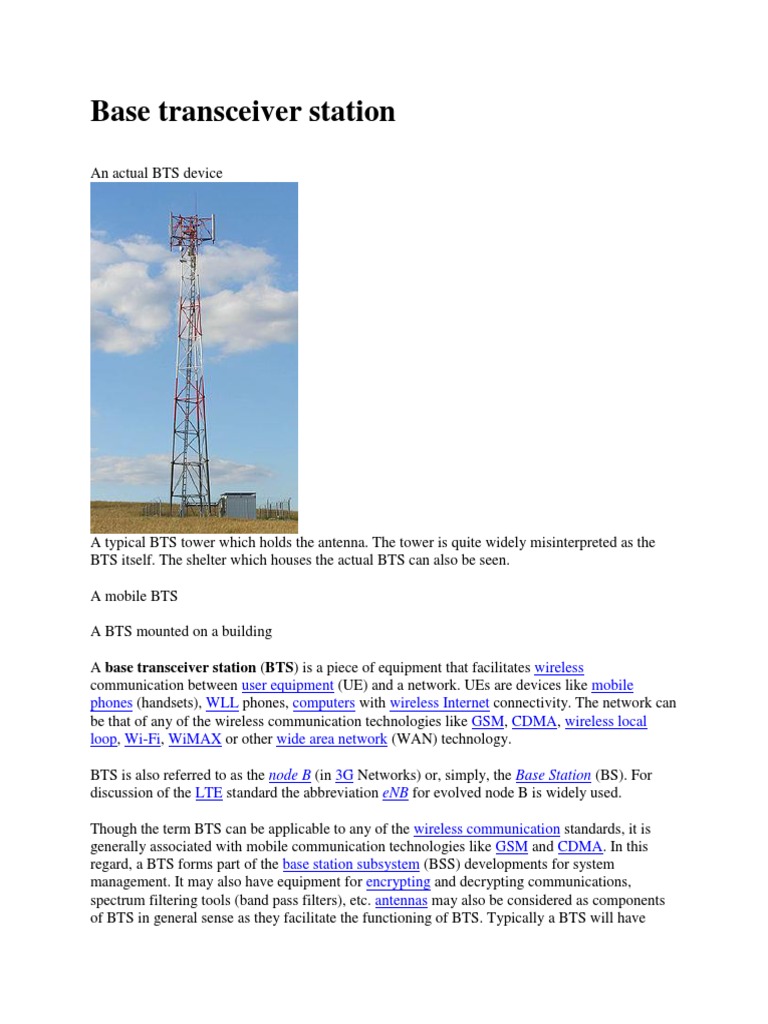 Understanding Base Transceiver Stations | PDF | Information And ...
