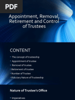 Appointment, Removal, Retirement and Control of Trustees