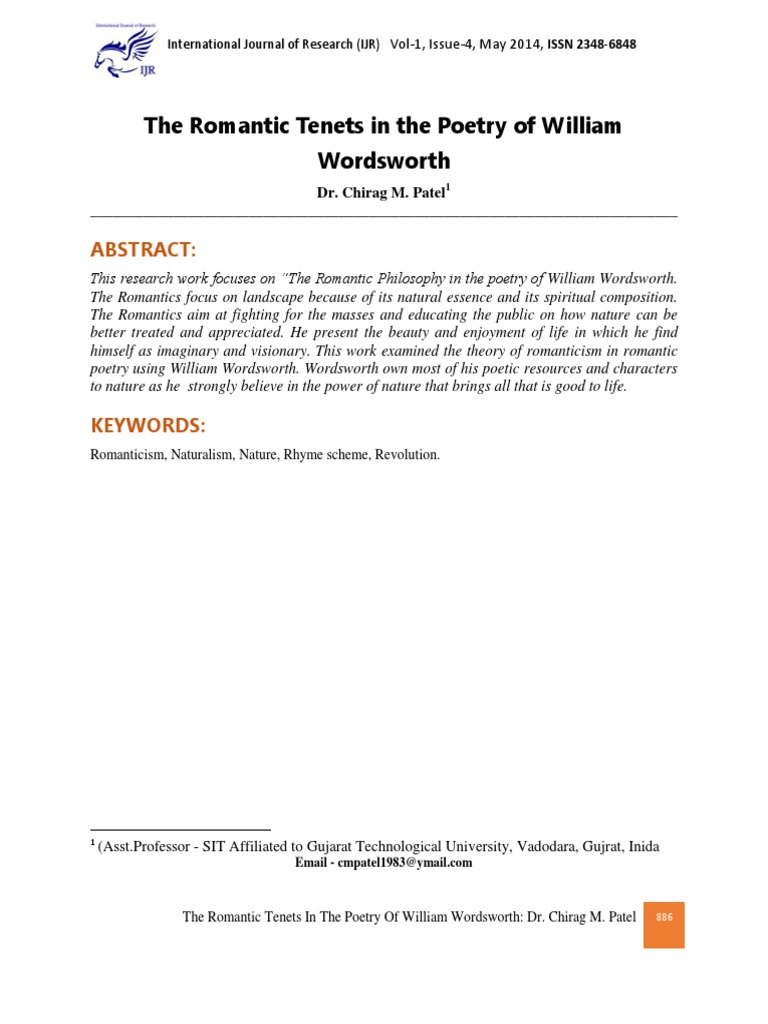 The Romantic Tenets in The Poetry of Wil PDF | PDF | Romanticism | Poetry