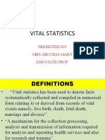 Vital Statistics: Presented by Mrs - Arockia Mary Associate Prof