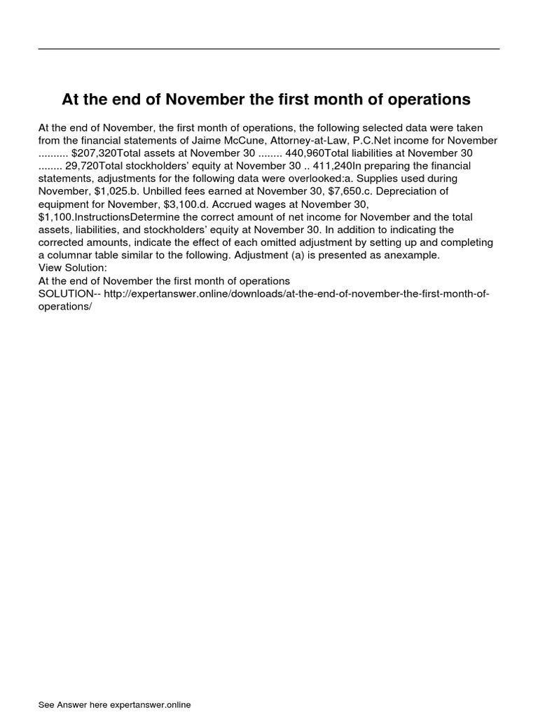 November Financial Adjustments Analysis | PDF