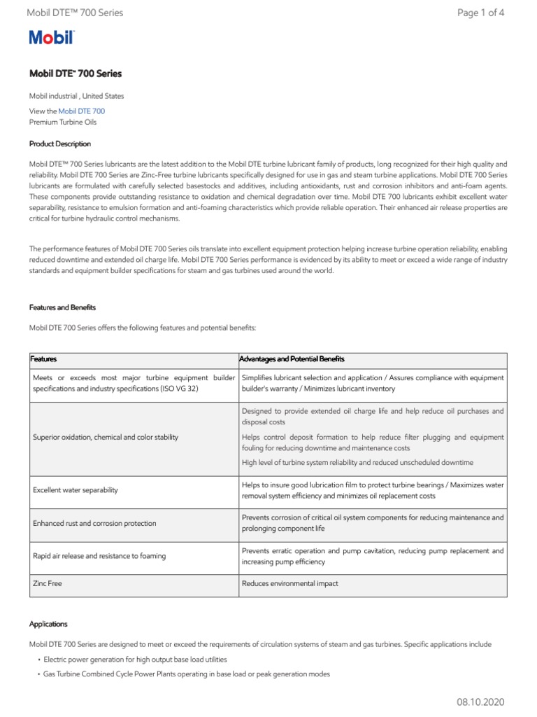 GL XX Mobil DTE 700 Series PDF | PDF | Exxon Mobil | Lubricant