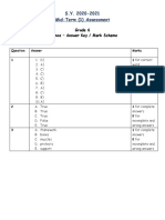 Mid-Term Assessment Term 1 Grade 6 Science Paper-Ans. Key