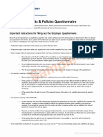 Employer Benefits & Policies Questionnaire: Important Instructions For Filling Out The Employer Questionnaire