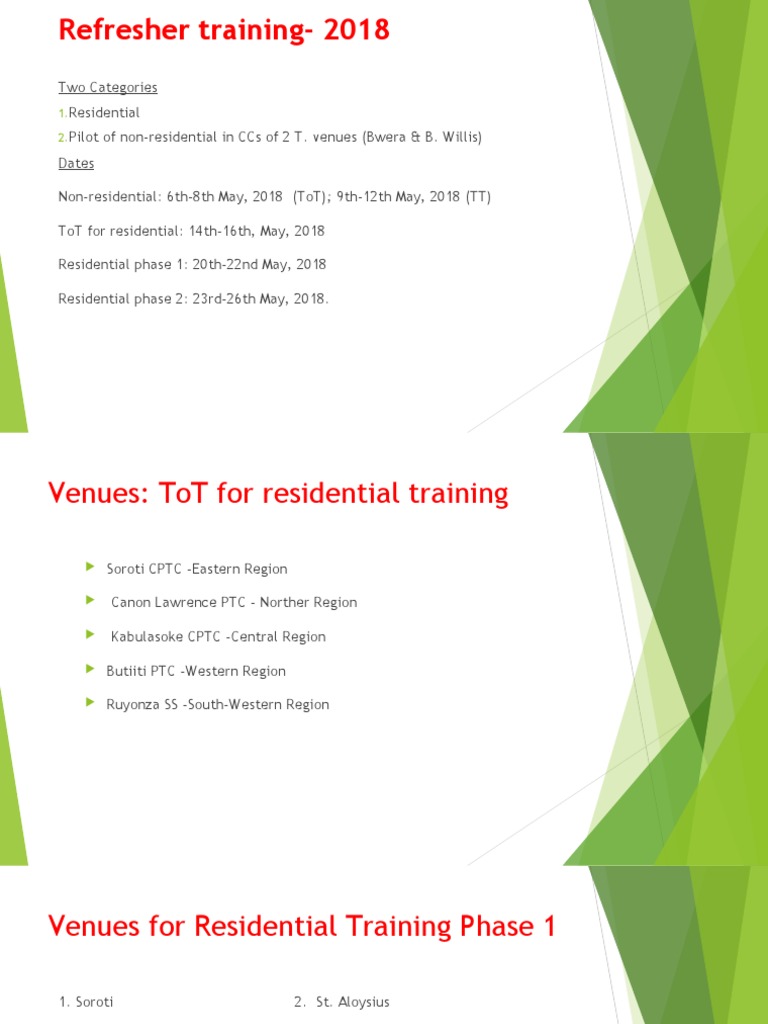 Refresher Training - 2018 - Progress Updates | PDF | Lesson Plan ...