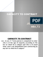 Capacity To Contract: Jomy Jose MBA, T2