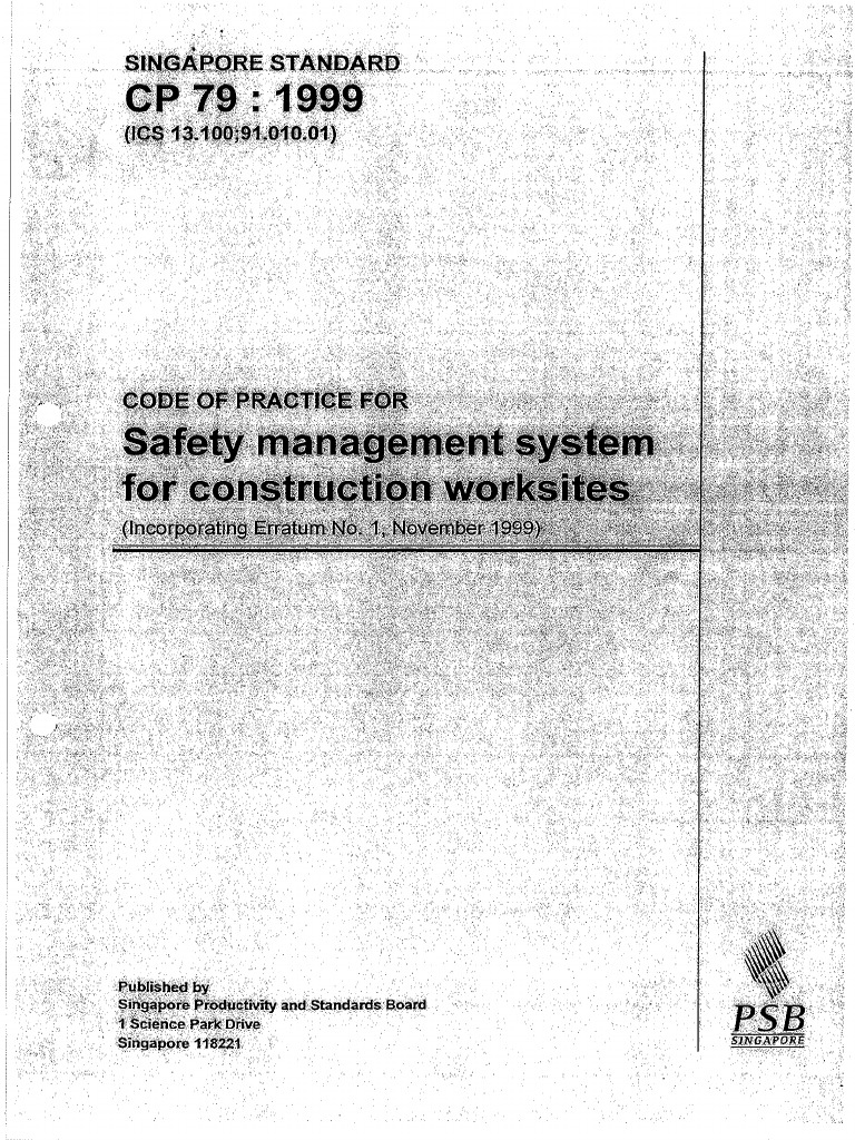 CP 79 1999 Safety Management System For Construction Worksit | PDF