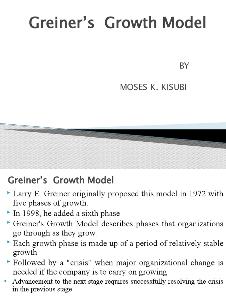 Greiner's Growth Model BY Moses K. Kisubi PDF Autonomy Decentralization