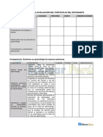 Rúbrica para La Evaluación Del Portafolio Del Estudiante PDF