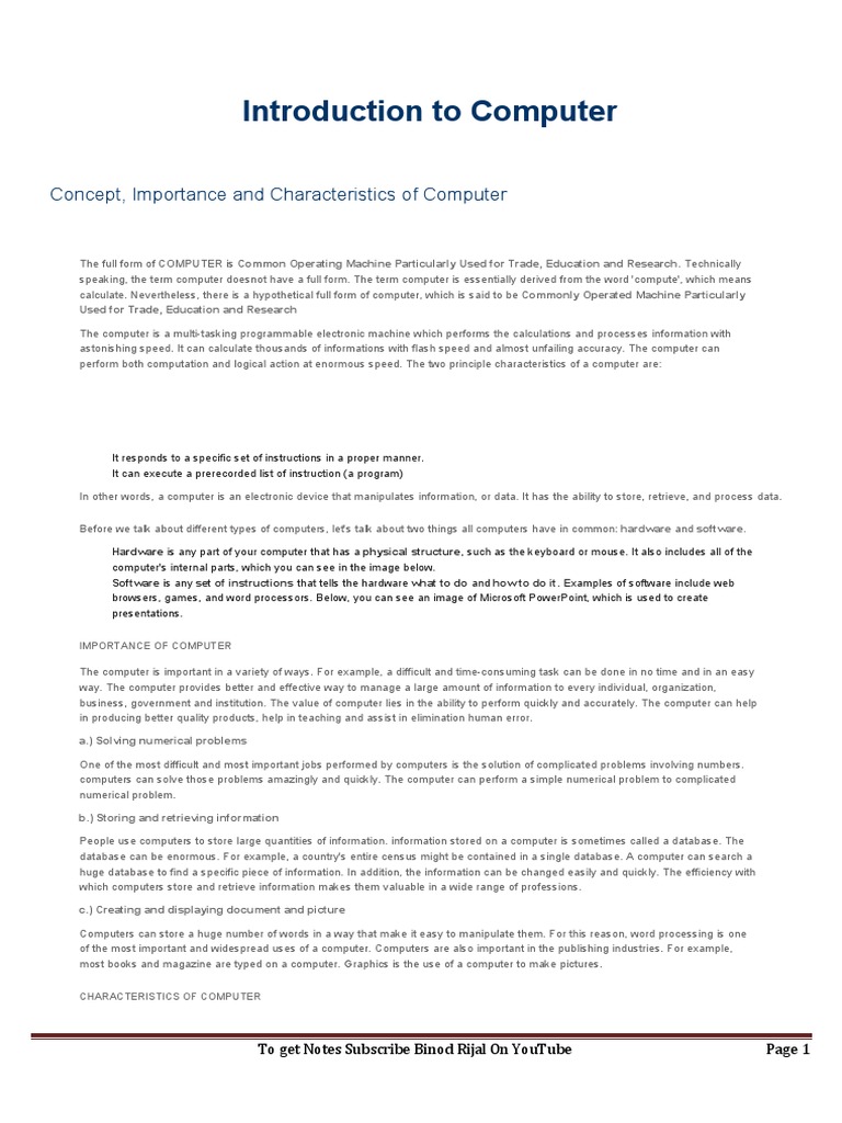 Class 11 Computer Science Complete Notes by Binod Rijal | PDF ...