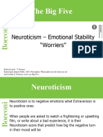 The Big Five: Neuroticism - Emotional Stability "Worriers"