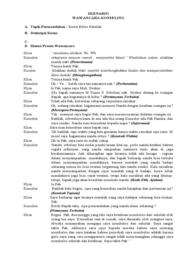 Contoh Naskah Konseling | PDF