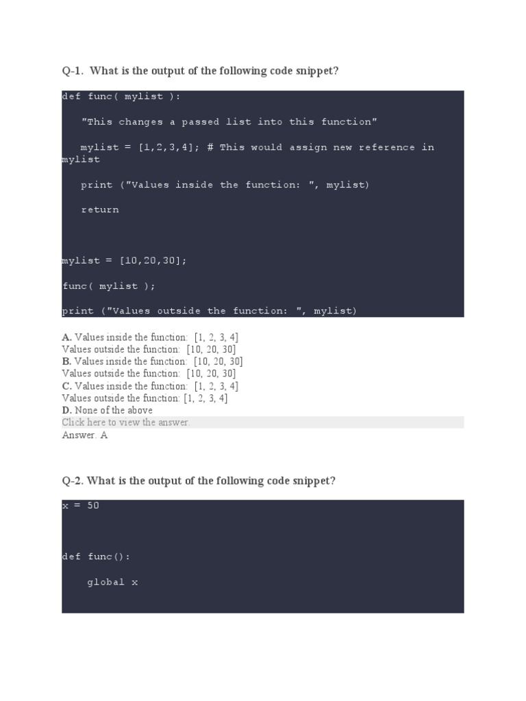 Python Function Q&A - 1 | PDF | Object Oriented Programming | Notation