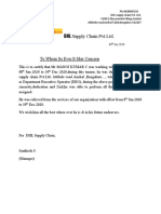 DHL Supply Chain PVT - LTD.: To Whom So Ever It May Concern