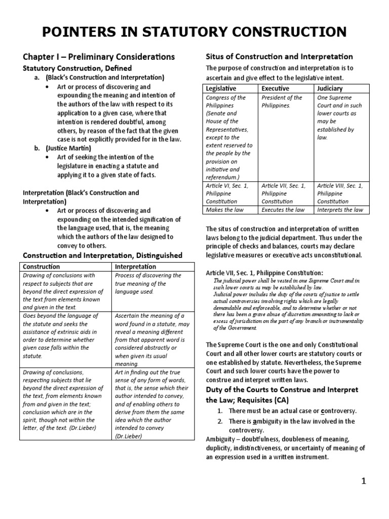 Statutory Construction Essentials | PDF | Statutory Interpretation ...
