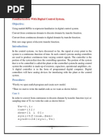 Familiarization With Digital Control System.: Experiment No 7