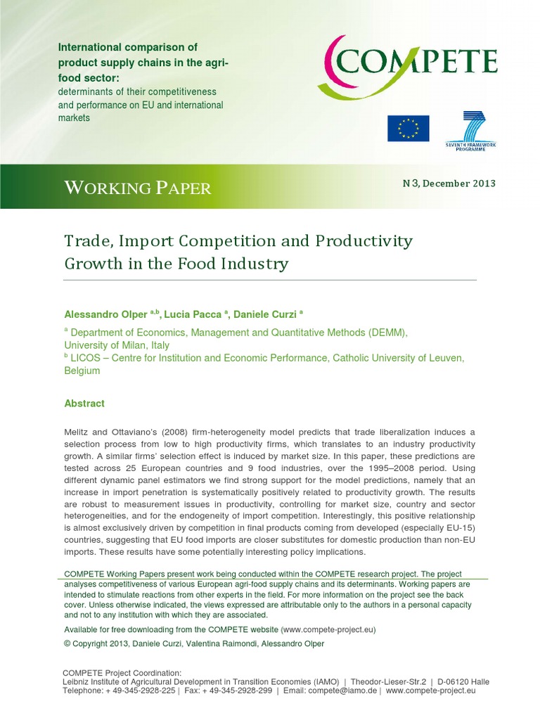 COMPETE Working Paper 3 Trade Import Competition | PDF | Profit ...