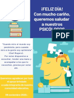 ¡FELIZ DÍA! Con mucho cariño, queremos saludar a nuestros PSICÓLOGOS