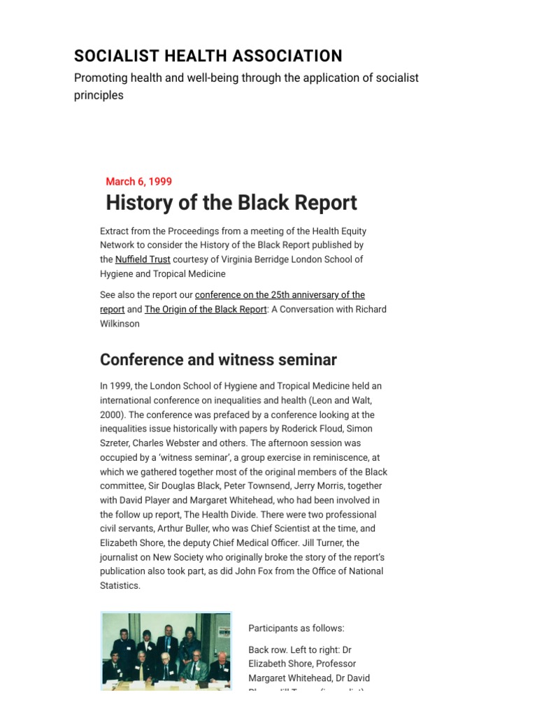History Of The Black Report Pdf Science Wellness