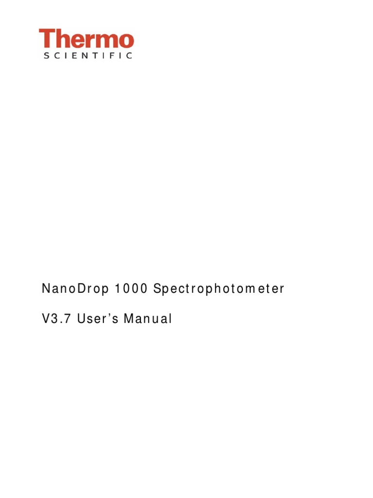 NanoDrop 1000UsersManual PDF PDF Spectrophotometry Chemistry