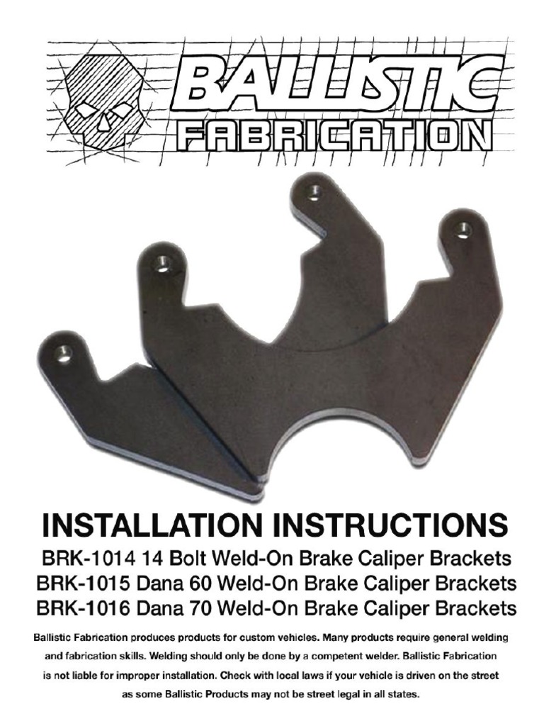 BRK1014 14 Bolt Weld On Brake Caliper Bracket PDF Brake Machines