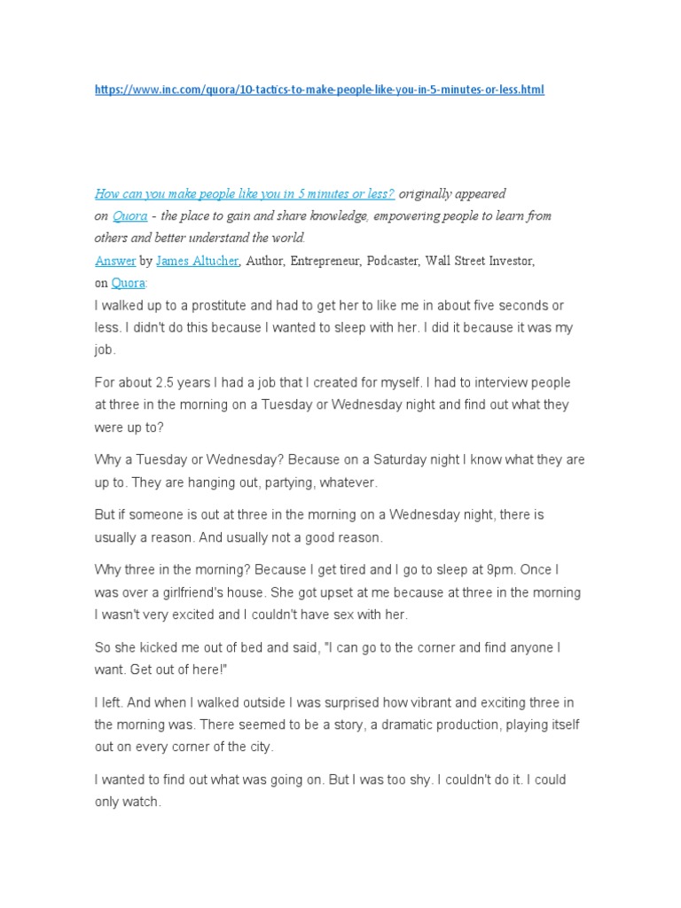How Can You Make People Like You in 5 Minutes or Less | PDF | Stand Up ...