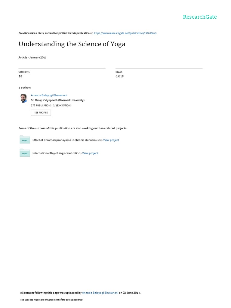 Understanding The Science of Yoga: January 2011 | PDF | Yoga | Physical ...
