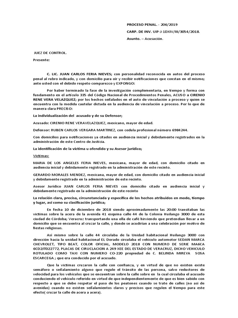 Escrito de Acusacion PDF Procedimiento Criminal Ambulancia