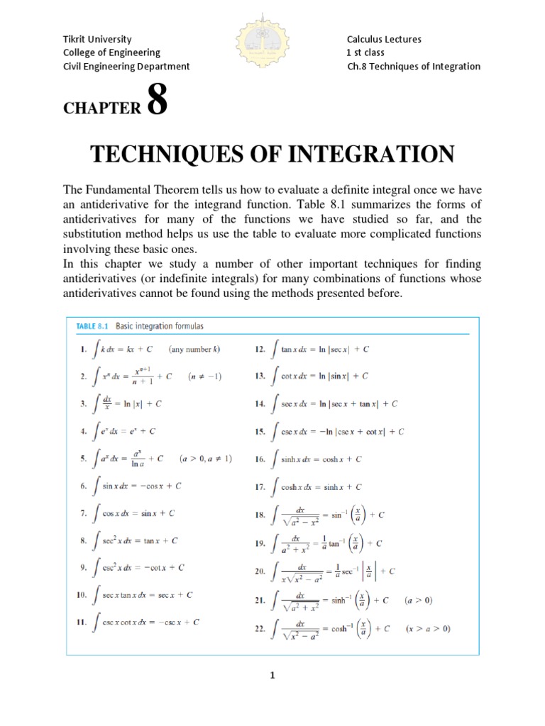 Chapter 8 PDF | PDF | Integral | Trigonometric Functions