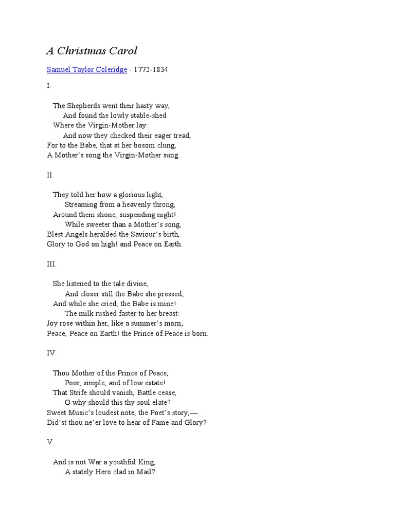 A Christmas Carol: Samuel Taylor Coleridge | PDF