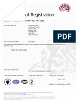 Certificate of Registration: Quality Management System - Iso 9001:2008