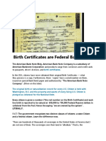 Birth Certificates are Federal Bank Notes