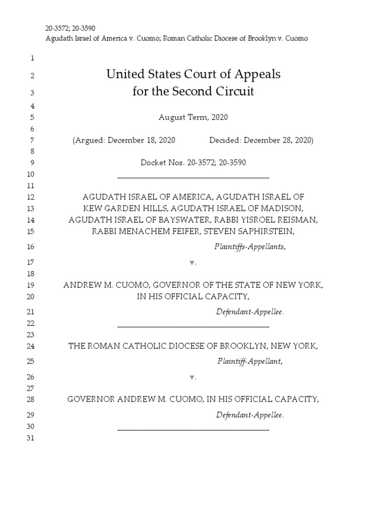 Second Circuit Cuomo Order PDF Free Exercise Clause Cantwell V