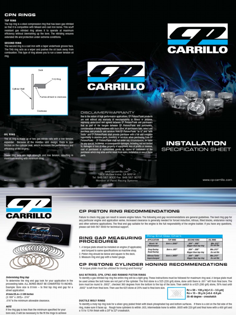 CP Piston Ring Installation Guide | PDF | Piston | Vehicle Parts