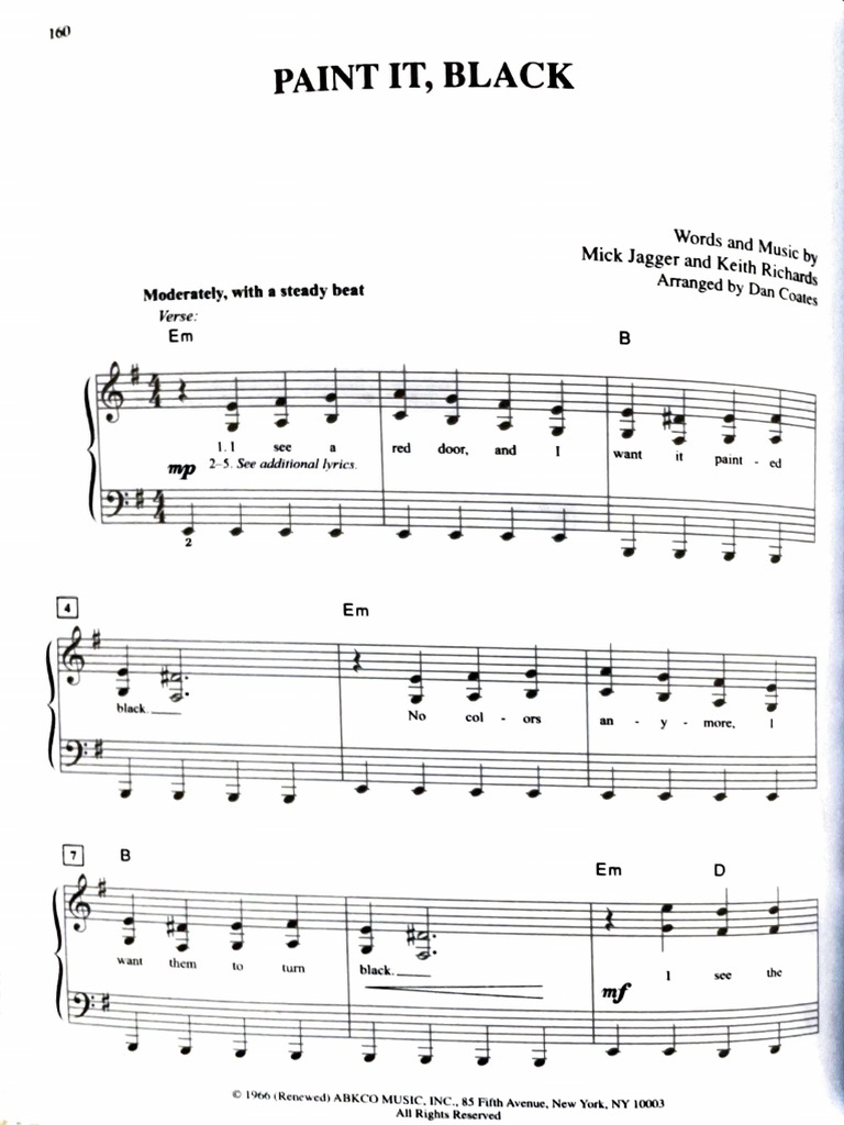 Paint It Black Easy Piano PDF