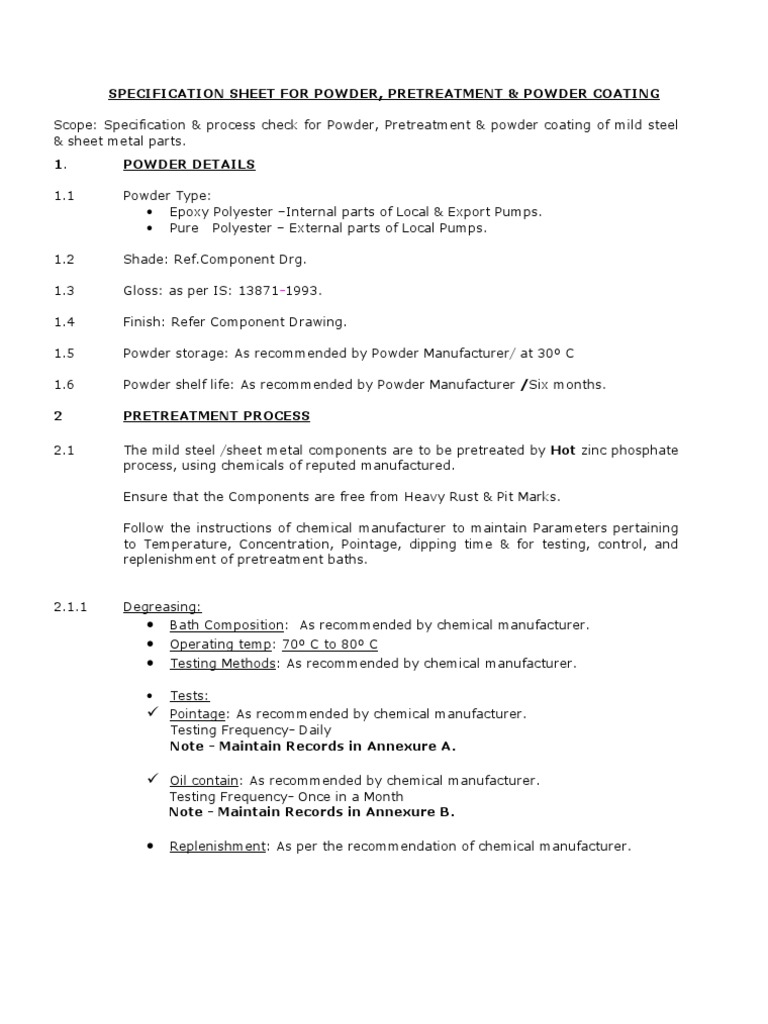 Powder Coating Specs | Download Free PDF | Materials | Chemistry