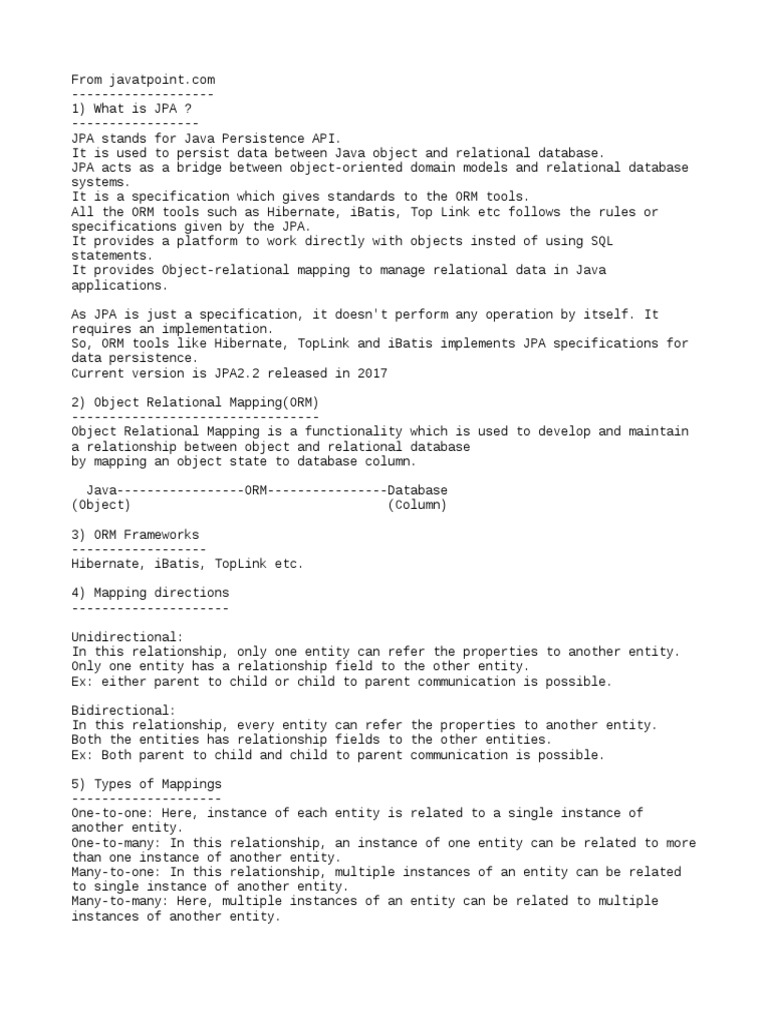 JPA | PDF | Object Relational Mapping | Method (Computer Programming)