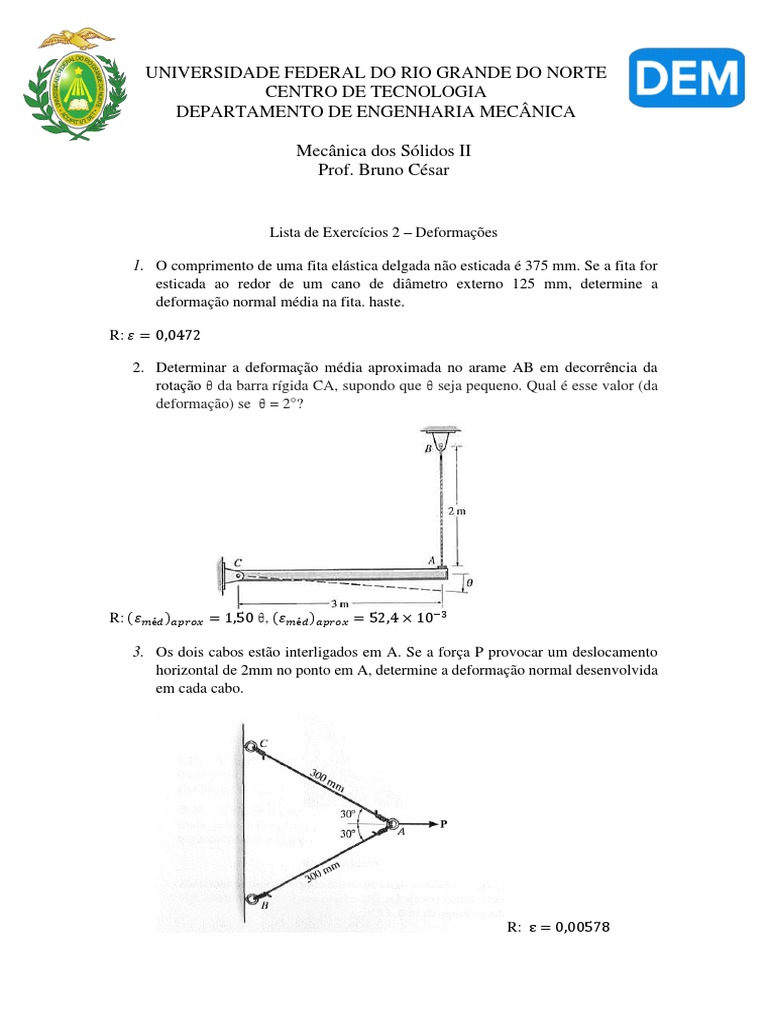 Lista de Exerccios 2 PDF | PDF