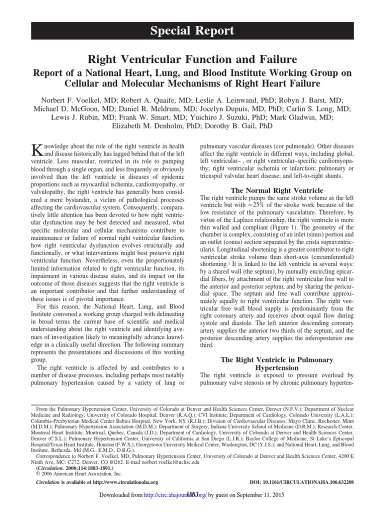 Right Ventricular Function and Failure: Special Report | PDF ...