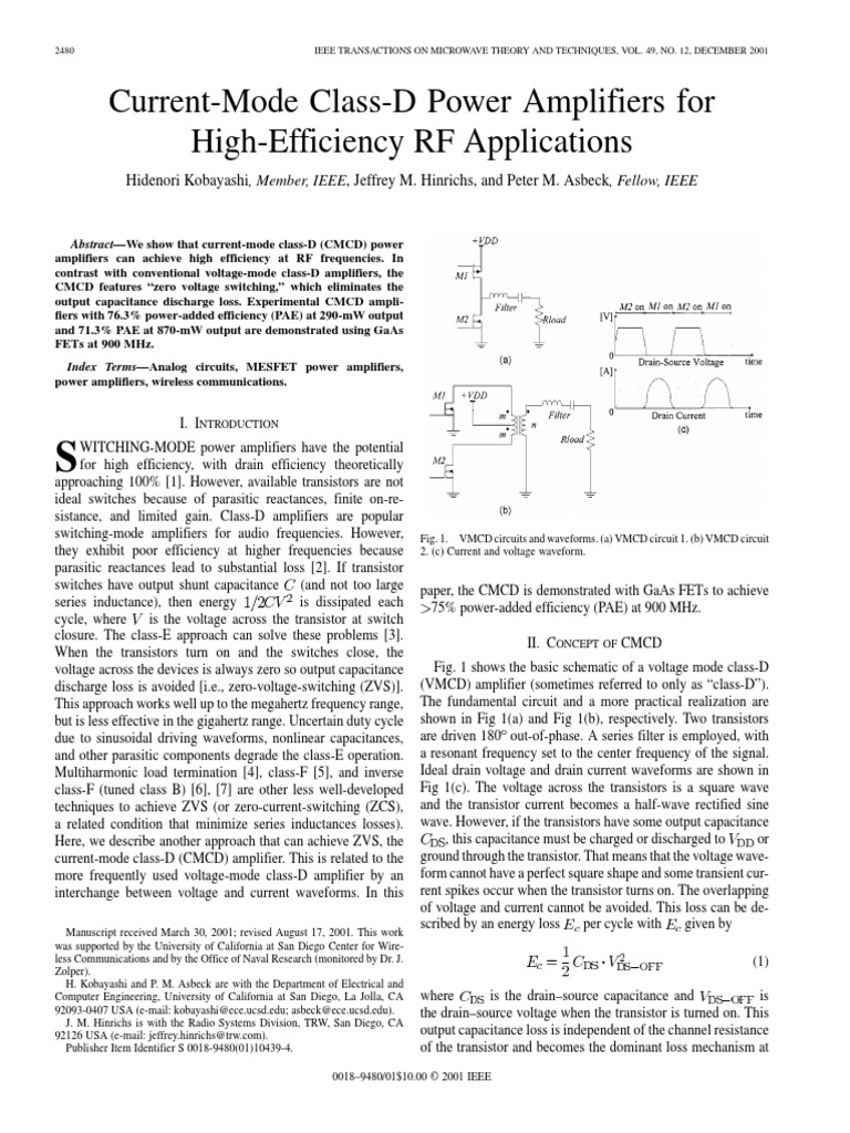 CurrentMode ClassD Power Amplifiers PDF Amplifier Field Effect