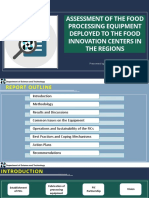 Assessment of The Food Processing Equipment Deployed To The Food Innovation Centers in The Regions