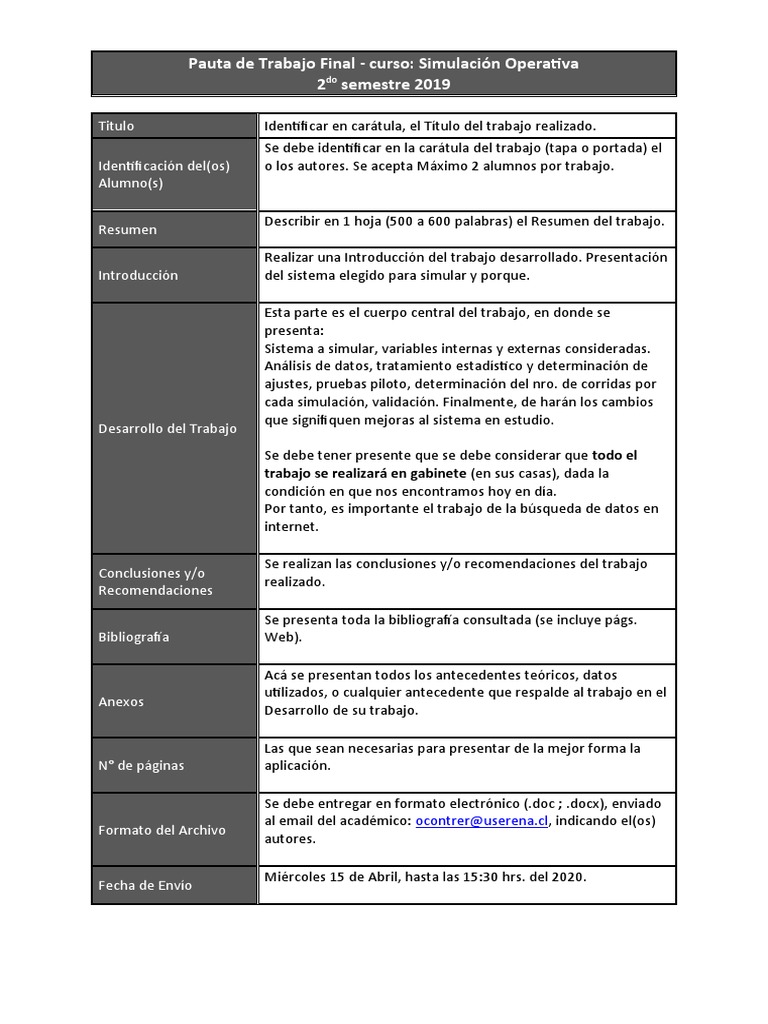 Pauta Trabajo Simop | PDF | Simulación | Informática
